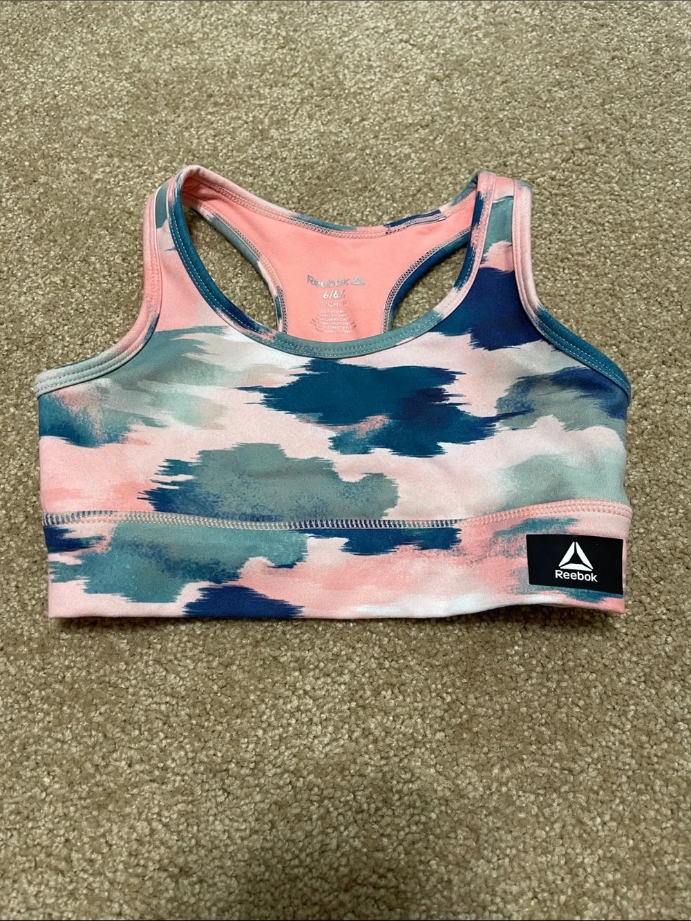 Reebok coral and blue Racerback Sports bra/swim top